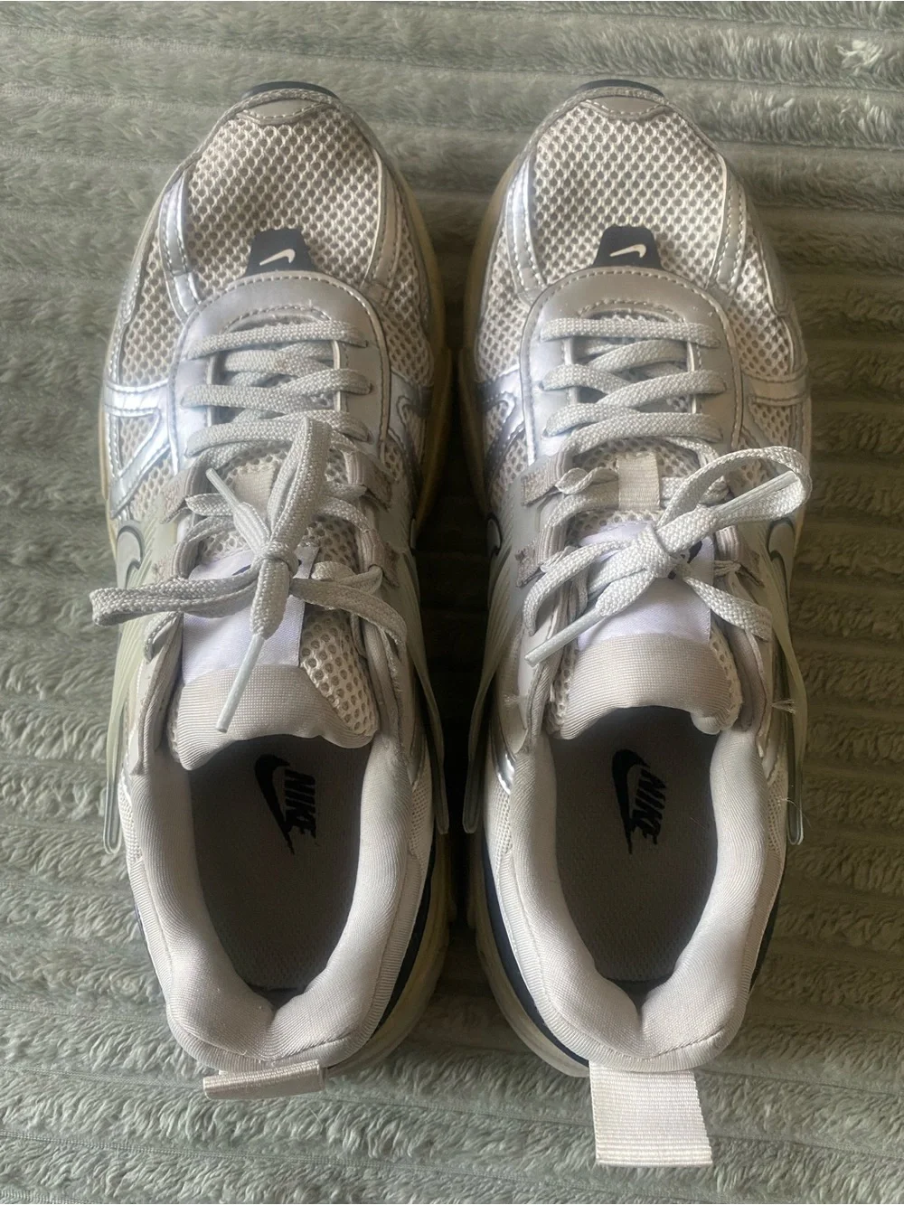 Nike Women’s Off-White and Light Gray Mesh Athletic Sneakers